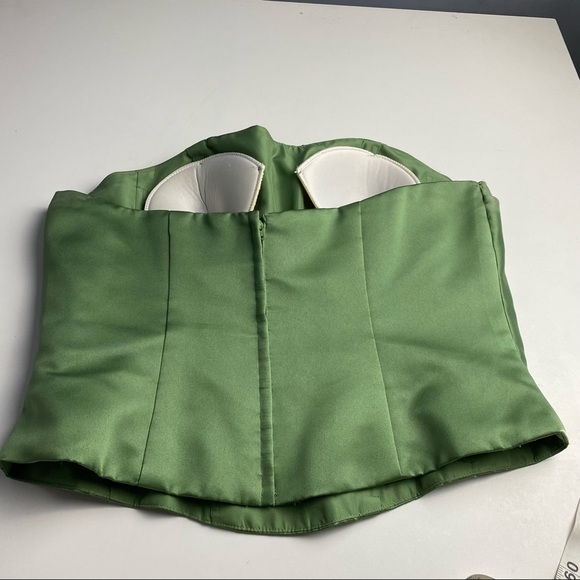 Alfred Angelo formal satin dress clover color 2 piece strapless - Picture 8 of 14